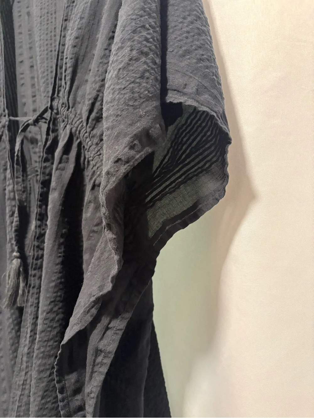 Aerie Black Cotton Gauze Tie Front Beach Cover Up Cape XS/S - Picture 8 of 13